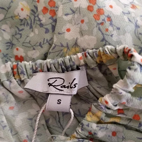 RAILS Green Floral Midi Dress Octavia Ditsy Crepe Strappy Size Small - Picture 8 of 11